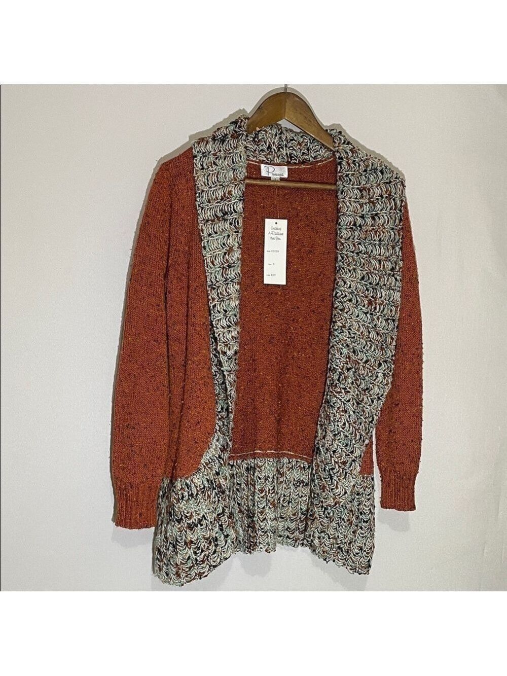 Ponesa Women's Rust and Multicolor Cardigan Sz Small